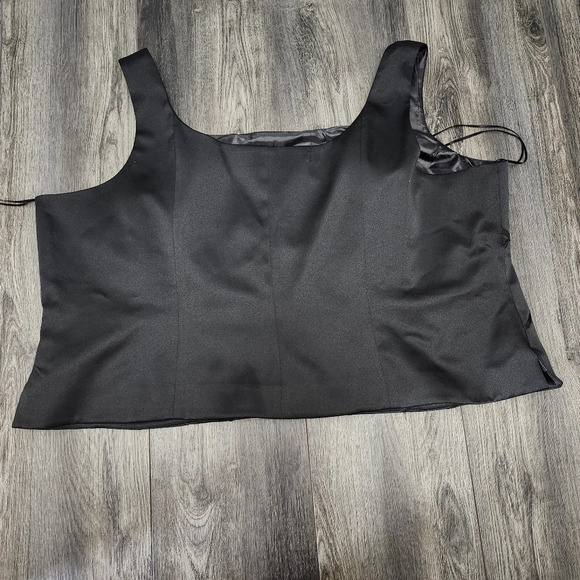 Sandra Darren women's blouse top size 32W black satin party cocktail eve… - Picture 4 of 6